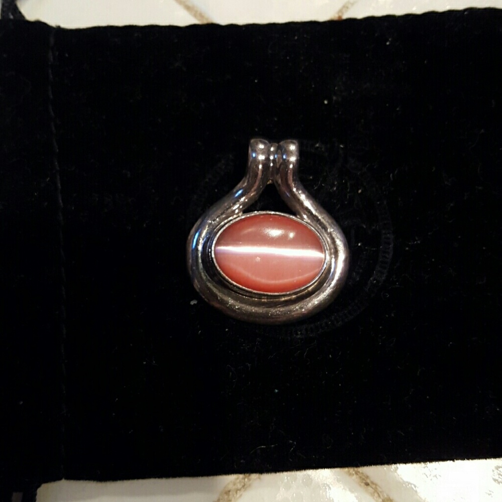 Sterling Silver pink polished stone pendant